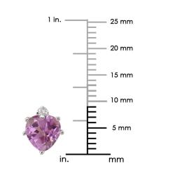 10k Gold Rhodolite and Diamond June Birthstone Heart Earrings 