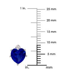 10k Gold Created Sapphire and Diamond September Birthstone Heart Earrings