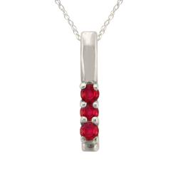 10k Gold Created Ruby 3-stone Necklace