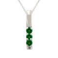 10k Gold Created Emerald 3-stone Necklace