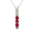 10k Gold Created Ruby 3-stone Necklace
