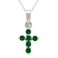 10k Gold Created Emerald Cross Necklace