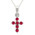 10k Gold Created Ruby Cross Necklace