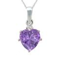 10k Gold Amethyst and 1/50ct TDW Diamond February Birthstone Heart Necklace ...