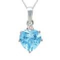 10k Gold Blue Topaz and 1/50ct TDW Diamond March Birthstone Heart Necklace (G-H, SI1-SI2)