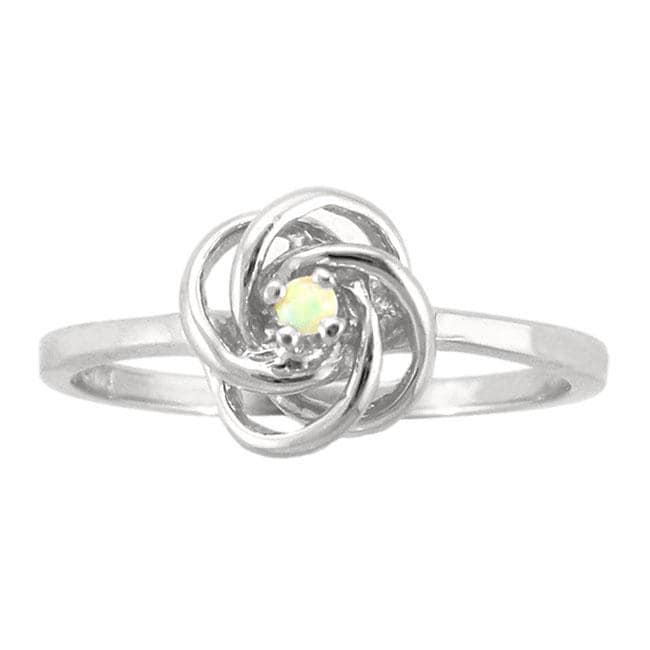 10k Gold October Birthstone Opal Love Knot Designer Ring   
