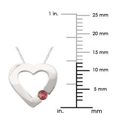 10k Gold June Birthstone Rhodolite Contemporary Bold Heart Necklace