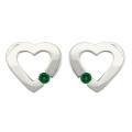 10k Gold May Birthstone Created Emerald Contemporary Bold Designer Heart ...