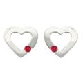 10k Gold July Birthstone Created Ruby Contemporary Bold Designer Heart Earrings