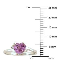 10k Gold June Birthstone Rhodolite and Diamond Heart Ring