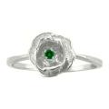 10k Gold May Birthstone Created Emerald Flower Ring