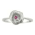 10k Gold Designer June Birthstone Rhodonite Flower Ring