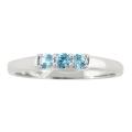 10k Gold Bold Designer March Birthstone Sky Blue Topaz 3-stone Ring