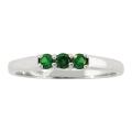 10k Gold Bold Designer May Birthstone Created Emerald 3-stone Ring