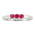 10k Gold Bold Designer July Birthstone Created Ruby 3-stone Ring
