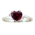 10k Gold January Birthstone Garnet and Diamond Heart Ring