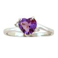 10k Gold February Birthstone Amethyst/ Diamond Heart Ring