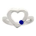 10k Gold Created Sapphire September Birthstone Heart Ring