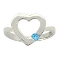 10k Gold Swiss Blue Topaz December Birthstone Heart Ring