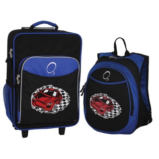 Obersee Kids "Racecar" 2-piece Backpack and Carry On Upright Luggage Set-Image