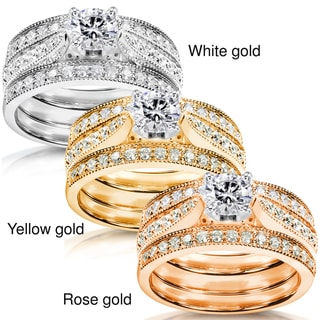 14k White Gold 1ct TDW Diamond 3-piece Bridal Ring Set (H-I, I1-I2)