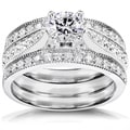 14k White Gold 1 1/4ct TDW Diamond 3-piece Bridal Ring Set (H-I, I1-I2)
