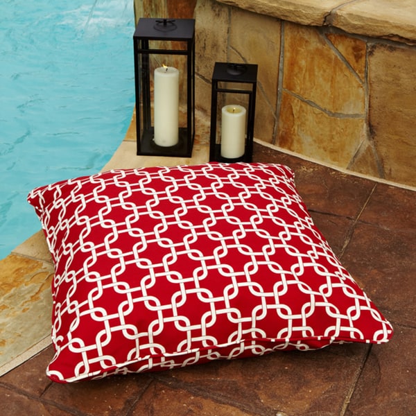 Penelope Red 28-inch Square Indoor/ Outdoor Floor Pillow - 14255030 - Overstock.com Shopping ...
