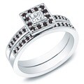 14k Gold 0.50ct TDW Princess Black and White Diamond Bridal Ring Set (H-I, I1)