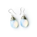 Teardrop Moonstone Bead Earrings on Sterling Silver Hooks (China)