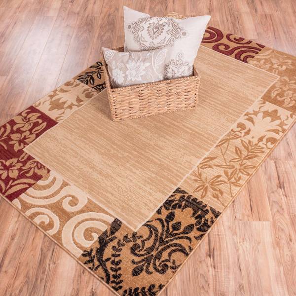 Damask Border Ivory Area Rug (7' 10 x 9' 10) Overstock Shopping