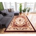 Royal Medallion Red/ Beige Floral Rug (7'10 x 9'10)