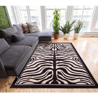 Ivory Zebra Animal Print Rug 7'10 x 9'10