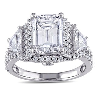 Miadora 14k White Gold 3 3/4ct TDW Certified Emerald Diamond Ring (E, SI1)