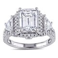 Miadora 14k White Gold 3 3/4ct TDW Certified Emerald Diamond Ring (E, SI1)