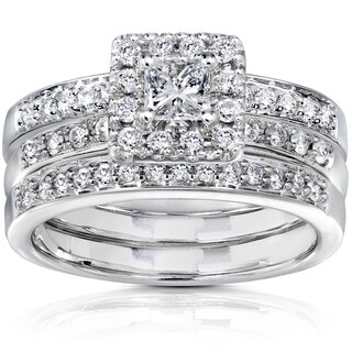 Annello 14k White Gold 3/4ct TDW Diamond Bridal Set (H-I, I1-I2)