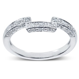 Annello 14k White Gold 1/6ct TDW Diamond Curved Wedding Band (H-I, I1-I2)
