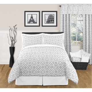 Sweet JoJo Designs Grey and White Diamond 3-piece Full / Queen-size Bedding Set