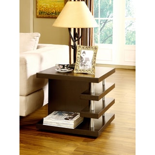 Low Price Furniture of America Architectural Inspired Dark Espresso End Table