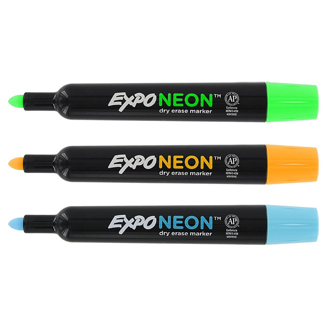 12pack Expo Neon Dryerase Markers with Bullettips and Lowodor ink