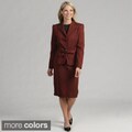 Danillo Women's Camel/ Brown Bow Front Skirt Suit