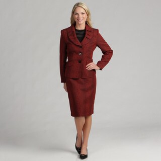 Danillo Women's Red/ Black Jacquard Skirt Suit