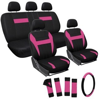 Oxgord Pink 17-piece Car Seat Cover Automotive Set-Image