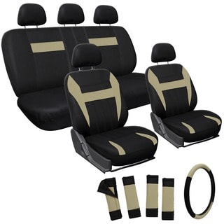 Oxgord Tan/ Black 17-piece Car Seat Cover Automotive Set-Image