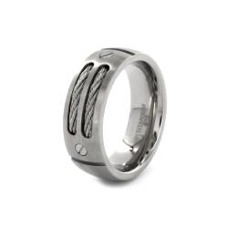 Titanium Dual Cable Domed Ring-Image