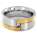 Two-tone Stainless Steel Cubic Zirconia Square Ring