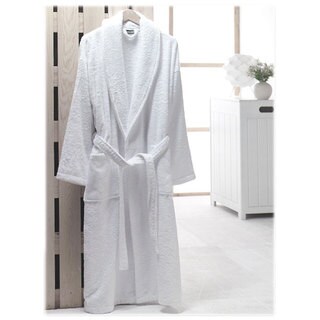 Salbakos Bright-white Shawl-collar Turkish-cotton Terry Robe