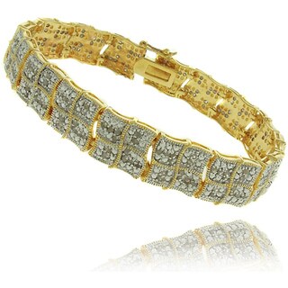 Finesque 18k Gold Overlay 2ct TDW Diamond Square Wave Bracelet (I-J, I2-I3)