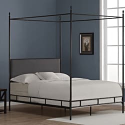 Lauren Grey Upholstered Queen-size Canopy Bed