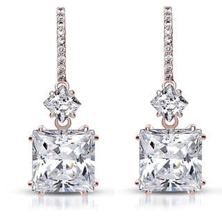 Collette Z Sterling Silver Cubic Zirconia Square Drop Earrings
