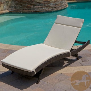 Christopher Knight Home Outdoor Brown Wicker Adjustable Chaise Lounge with Cushion